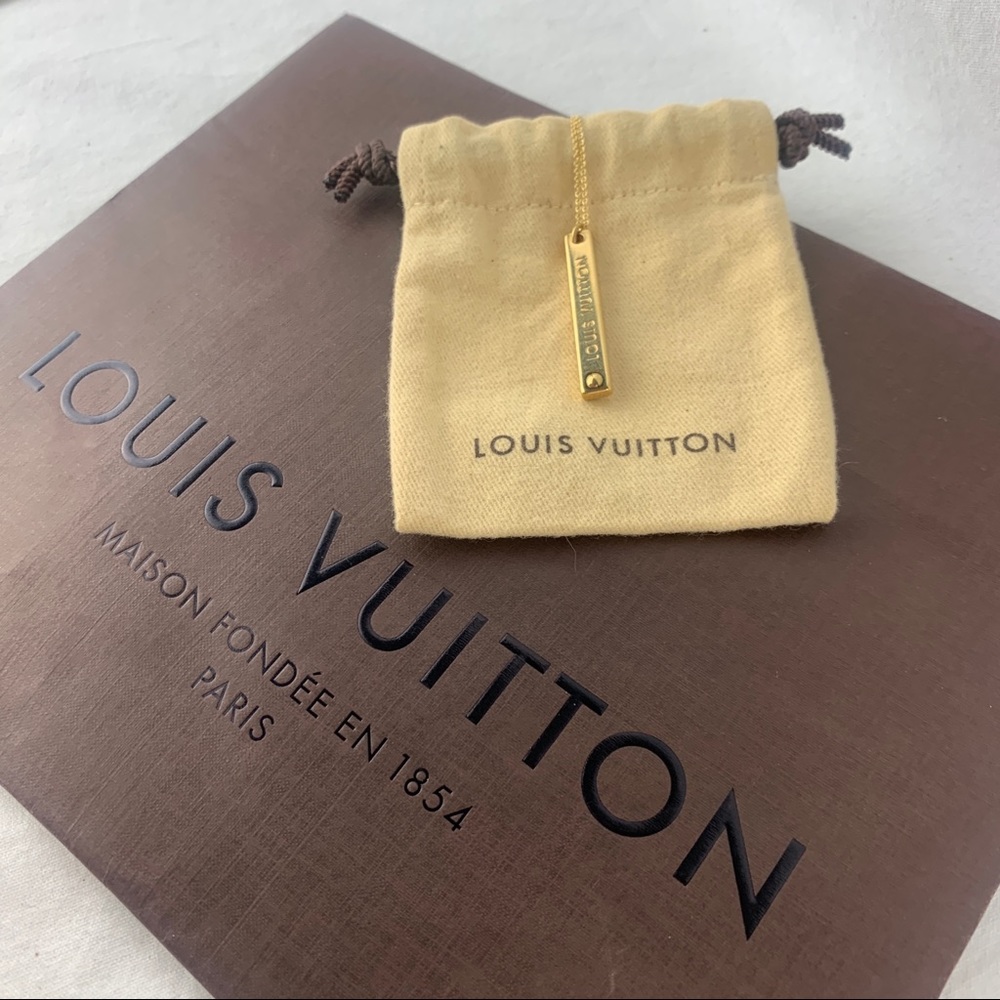 LOUIS VUITTON Bar Charm Necklace 16” or 18” Chain - Picture 8 of 11
